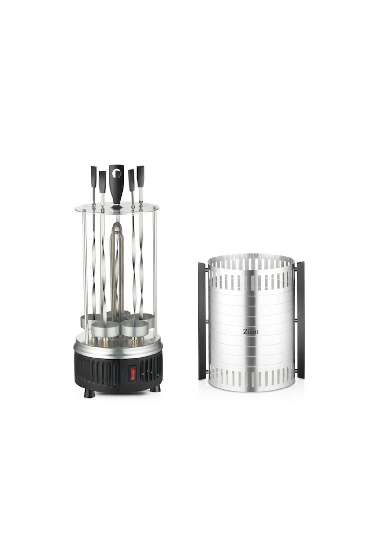 Grătar vertical ZLN5565, argintiu, 900W, rotație automată, 5 frigărui - imagine 2