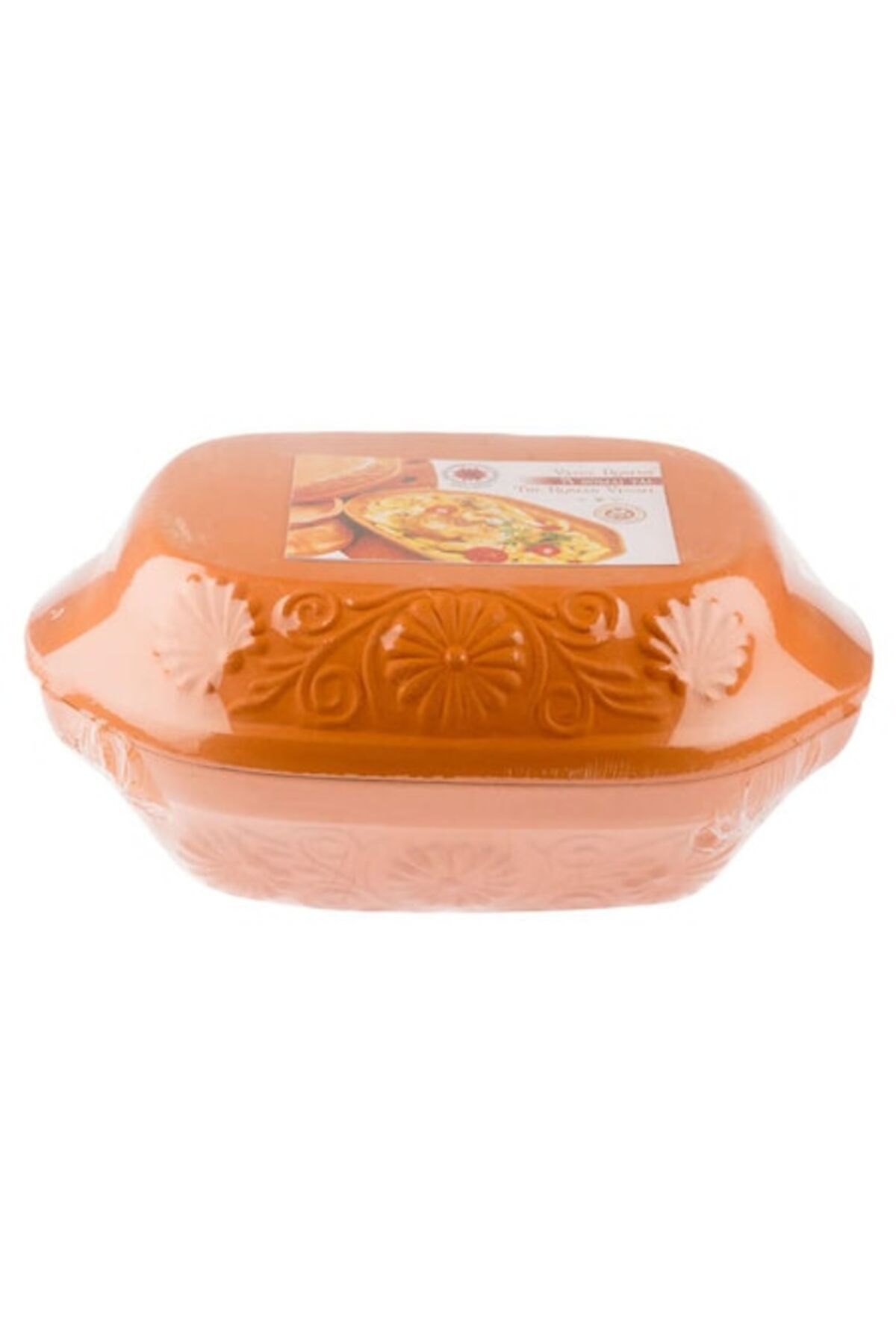 Oală tradițională romană de lut, mare, 5L, cu ornamente florale