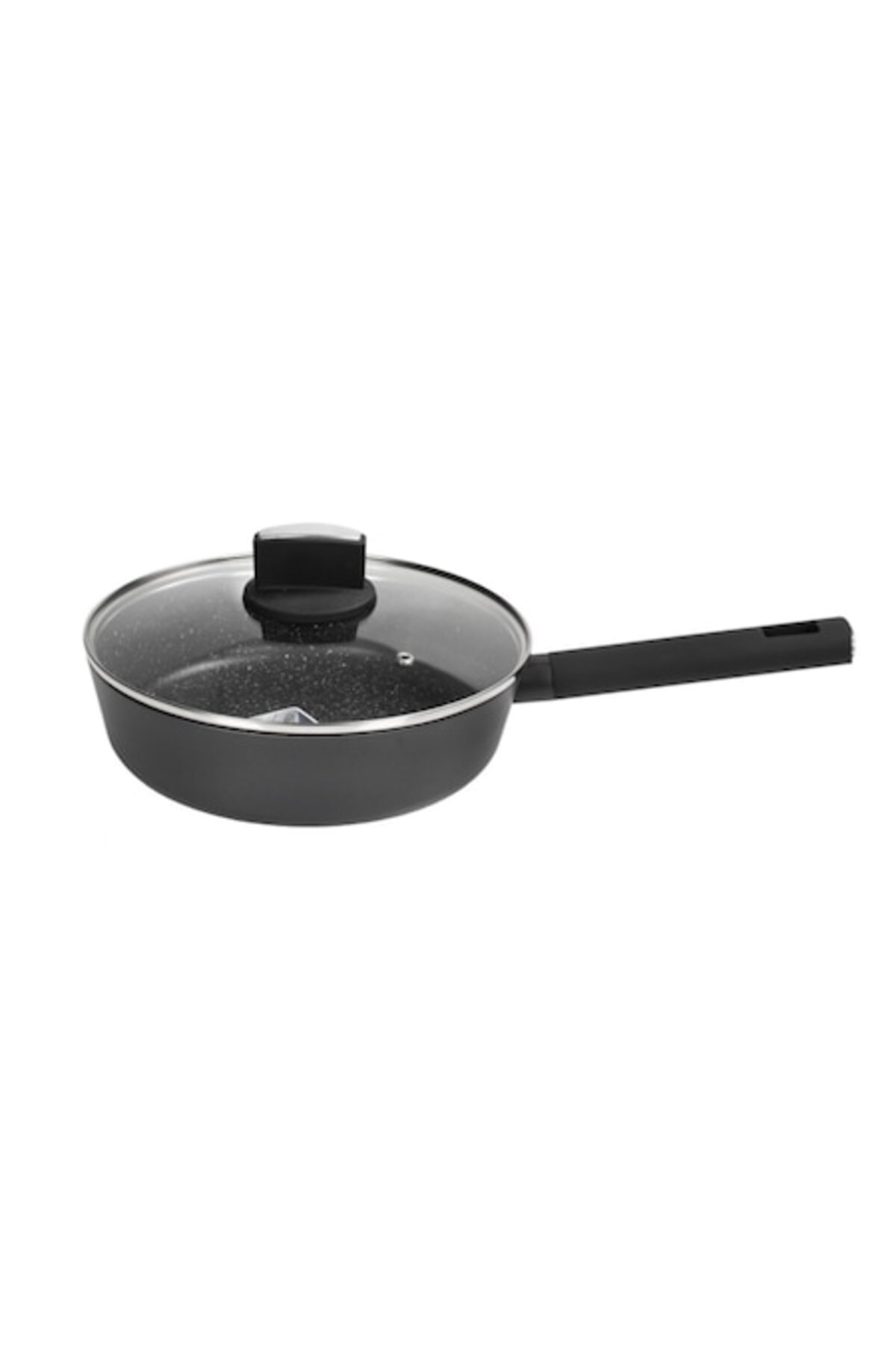 Oală ZLN0898 (28 cm, 3,9 L) Neagră, acoperire din marmură, 5 straturi, mâner moale la atingere