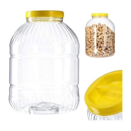 Set de borcane PET 10L cu capac, 4 buc, transparente