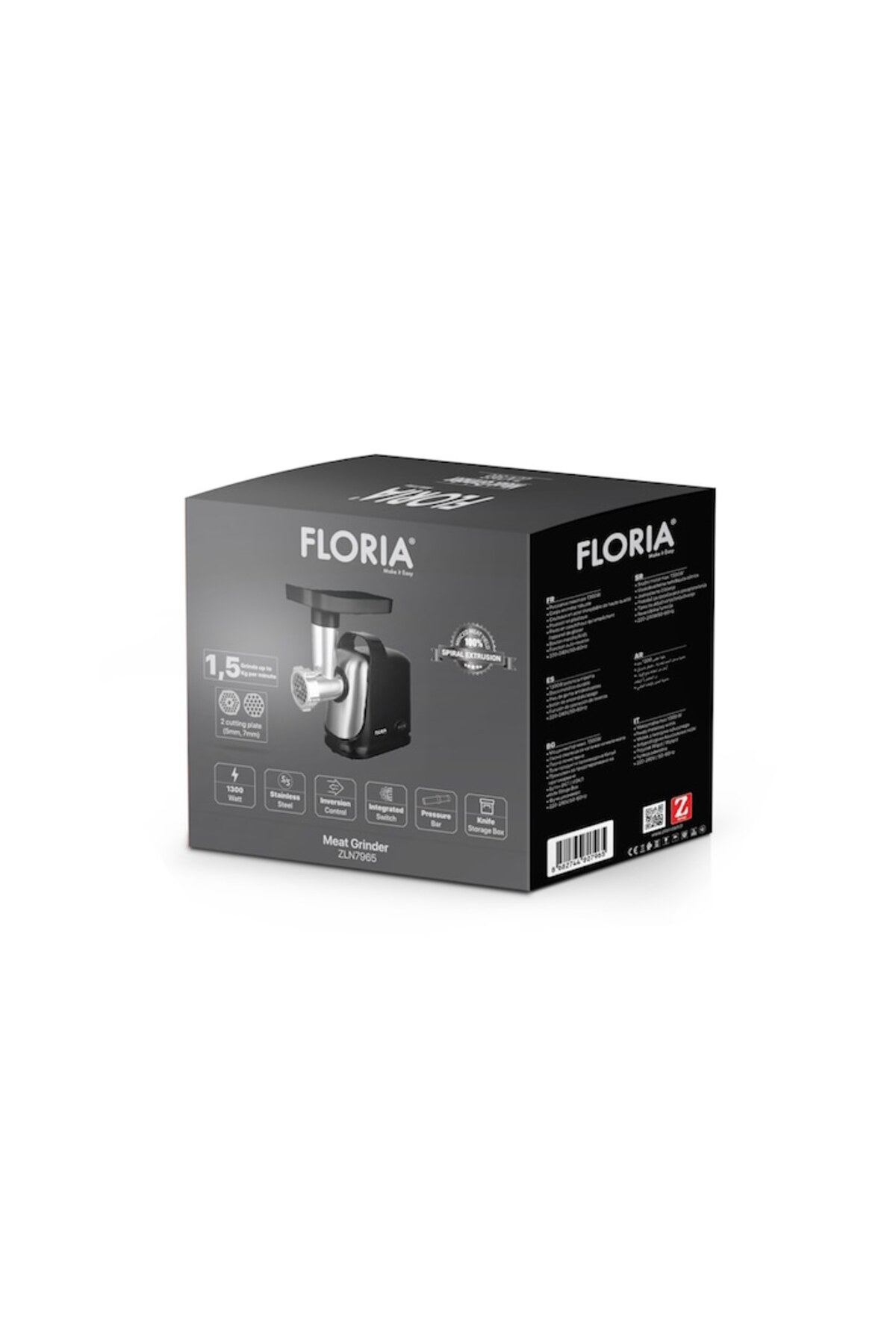 Mașină de tocat carne ZLN7965 Neagră, 1300W, două plăci, funcție inversă, lamă din oțel inoxidabil - imagine 2