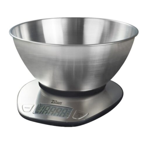 Cântar de bucătărie digital ZLN2960, gri, afișaj LED, indicator baterie descărcată, oțel inoxidabil