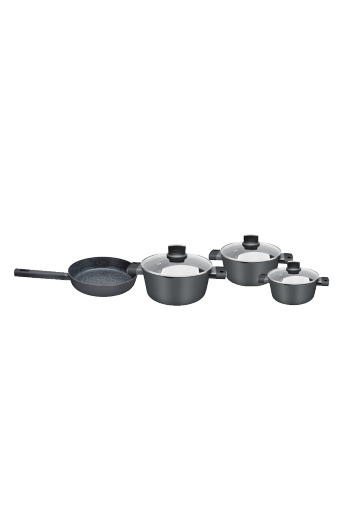ZLN0959 Set de vase de gătit cu 7 piese, negru, acoperire din marmură, mânere moi la atingere - imagine 2