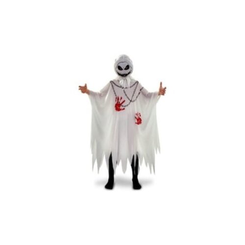 Costum de fantomă de Halloween pentru copii cu lanțuri și mască, unisex, alb (88-104 cm)