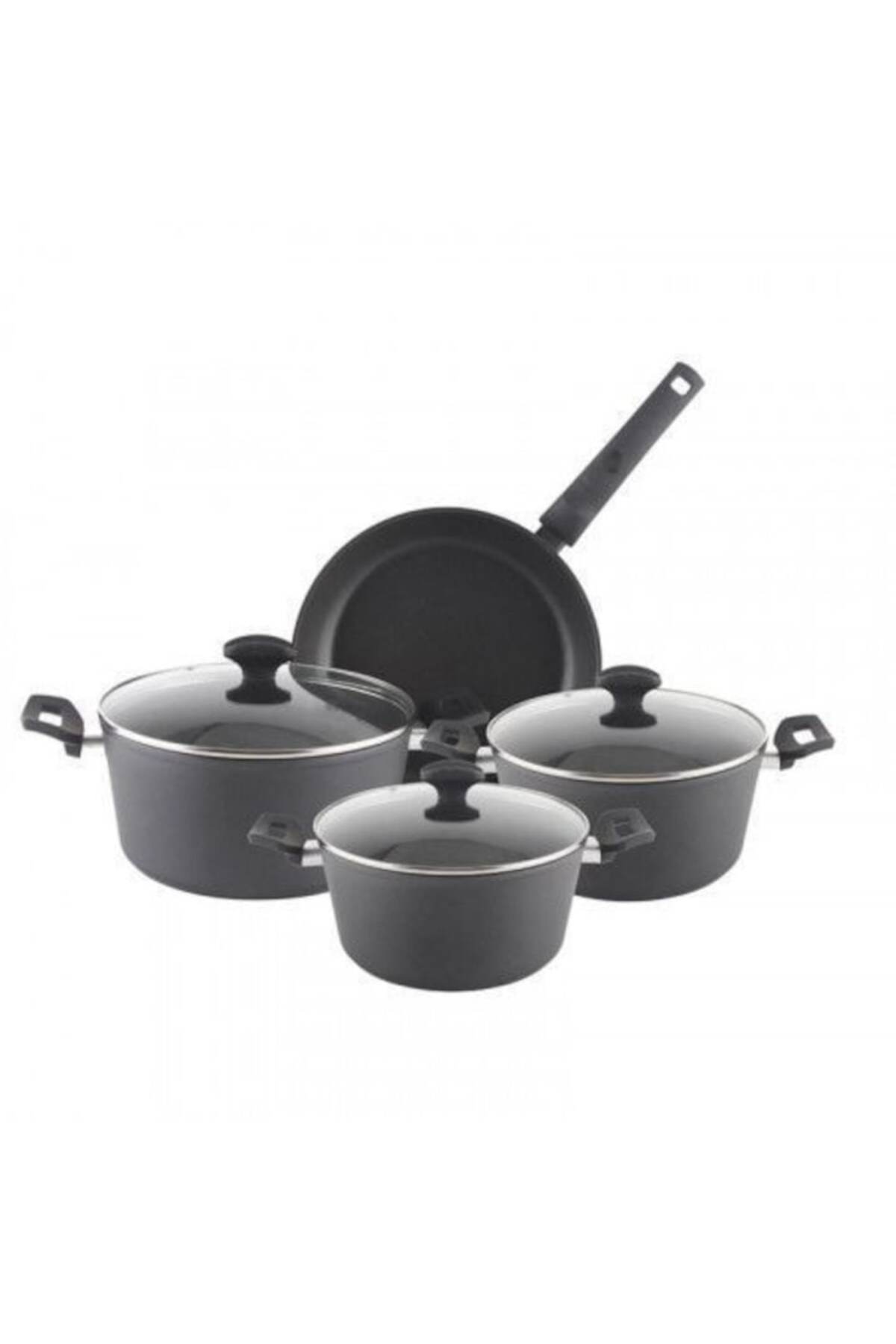 Set de vase din aluminiu, 7 piese ZLN-3277, interior antiaderent, mânere din ebonită, material rezistent la căldură - imagine 2