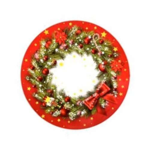 Tavă decorativă de Crăciun 33 cm din plastic, model coroană și soldăței de jucărie, ornament festiv de masă