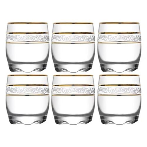 Pahare ADORA GOLD 6x80ml – Design Premium, Ramă Aurie, Sticlă Transparentă, Stil Rafinat, Ideale pentru Lux