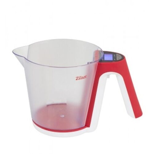 Cantar de bucatarie digital Zilan ZLN 7788, Rosu cu cana, capacitate 2 kg