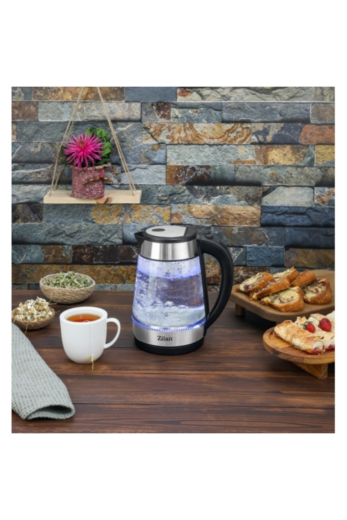 Fierbător electric ZLN-3963, 2200W, 1.7L, iluminare LED, sticlă - imagine 2
