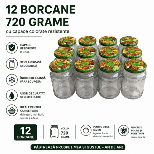Borcan de sticlă 720 ml - Set de 12