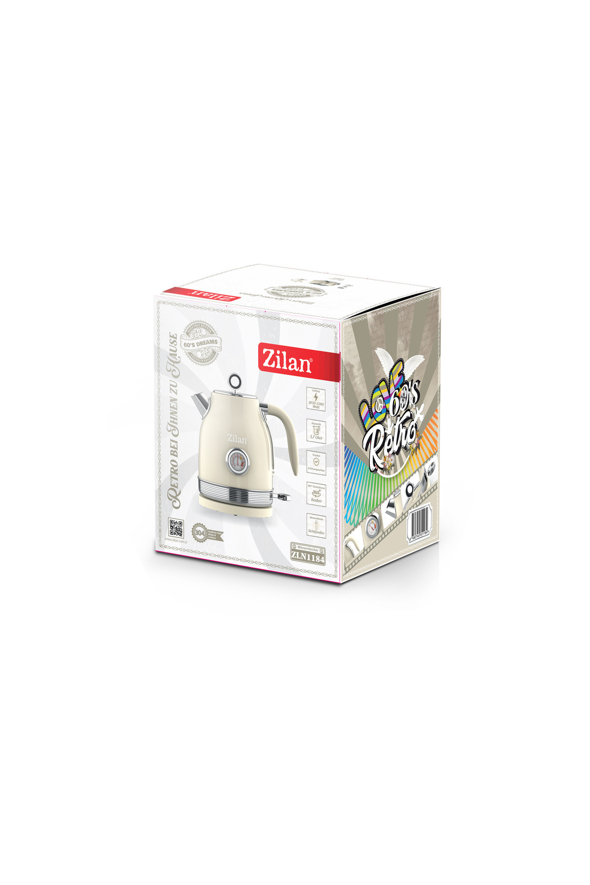 Fierbător retro ZLN1184, 2200W, 1.7L, bază rotativă la 360 de grade, indicator luminos - imagine 2
