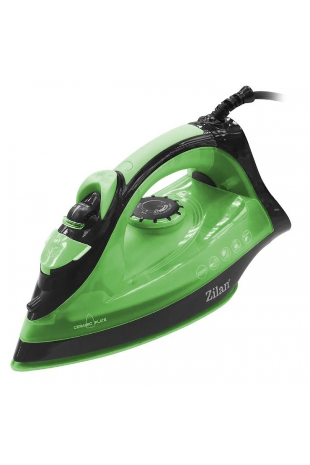 Fier de călcat cu talpă ceramică, putere 2200W, călcare cu abur și uscată, funcție de autocurățare, verde / ZLN 2189
