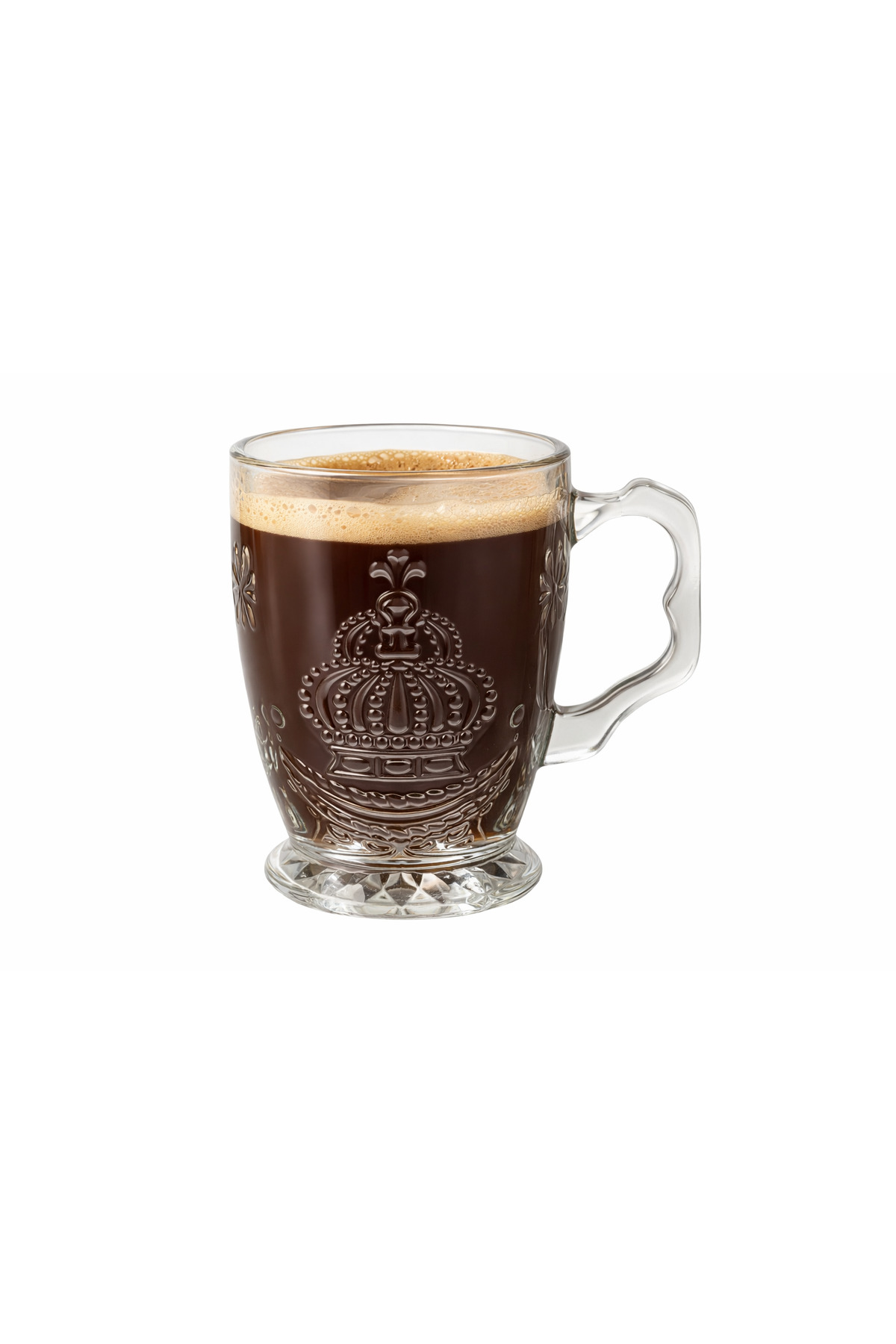 Set 6 Căni Sticlă TAJ 250ML – Pahare Cafea Elegante cu Model Coroană, Rezistente, Design Premium - imagine 2