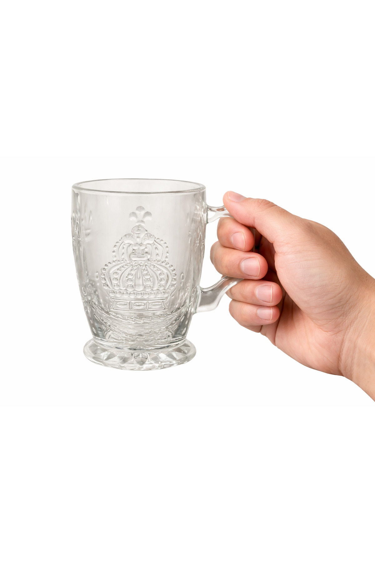 Set 6 Căni Sticlă TAJ 250ML – Pahare Cafea Elegante cu Model Coroană, Rezistente, Design Premium - imagine 4