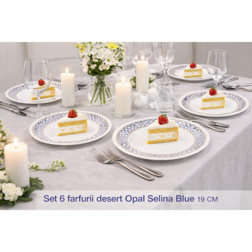SET 6 FARFURII DESERT OPAL BLUE 19 CM