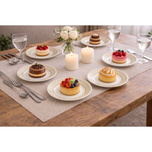Set 6 Farfurii Desert Opal Ikkat 19 cm – Design Modern Inspirat Ikat, Elegantă și Rezistentă