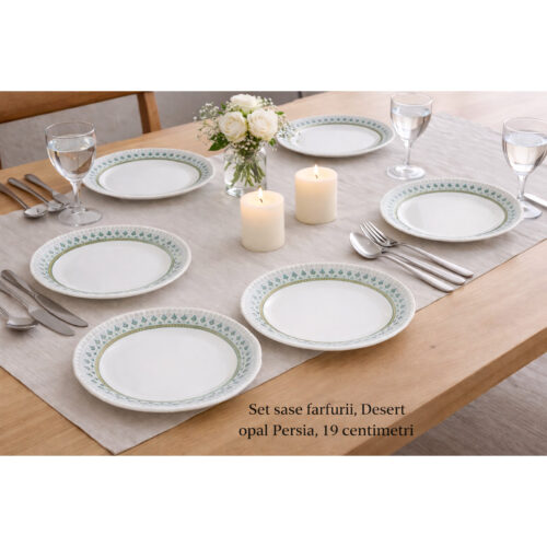 Set 6 Farfurii Desert Opal Persia 19 cm – Design Elegant Oriental, Rezistentă și Practică