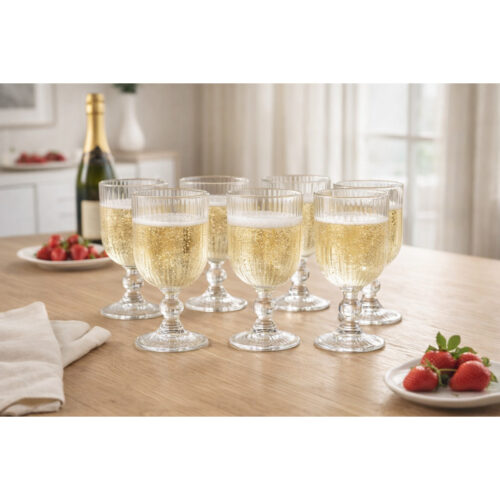 Set 6 Pahare cu Picior, 280 ml, ideale pentru șampanie și băuturi festive