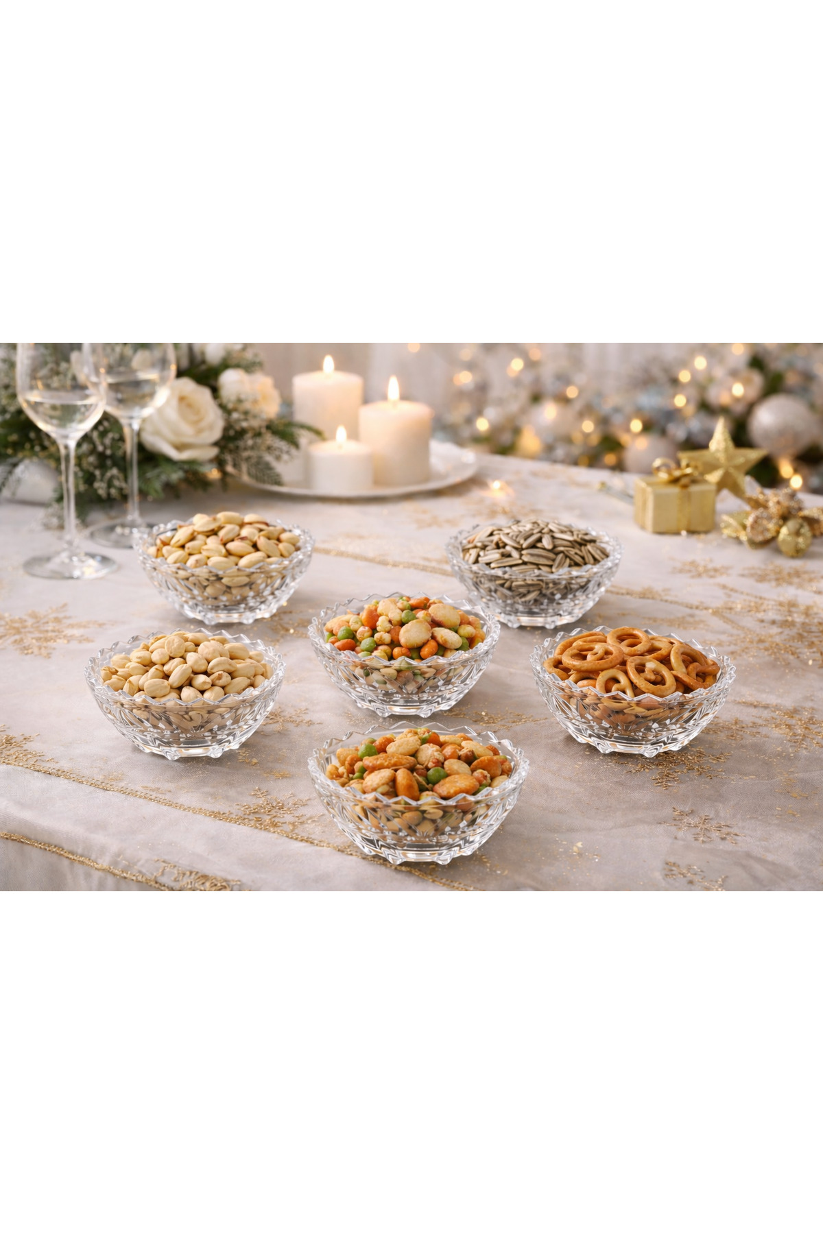 Bol Manisa din sticlă groasă, 13 cm – Set bol servire snacks, alune, fistic, semințe - imagine 3