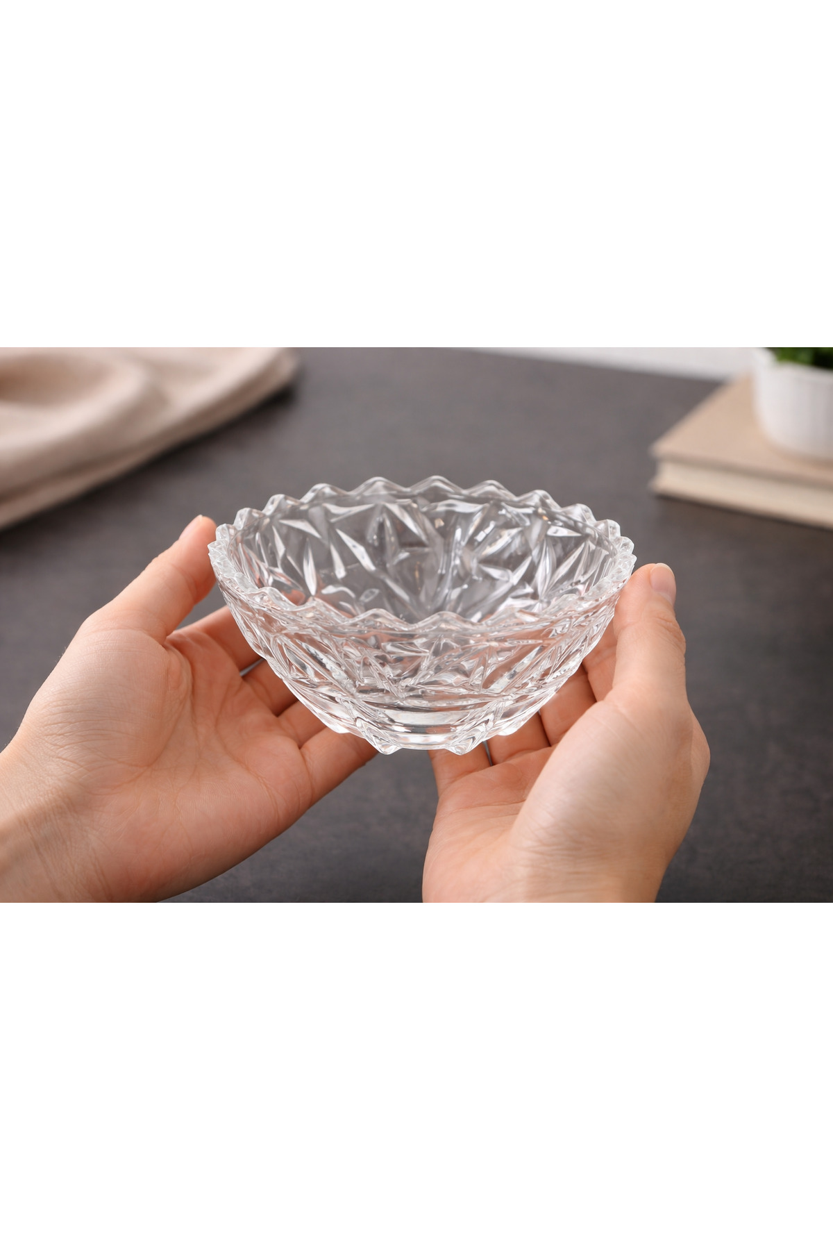 Bol Manisa din sticlă groasă, 13 cm – Set bol servire snacks, alune, fistic, semințe - imagine 4