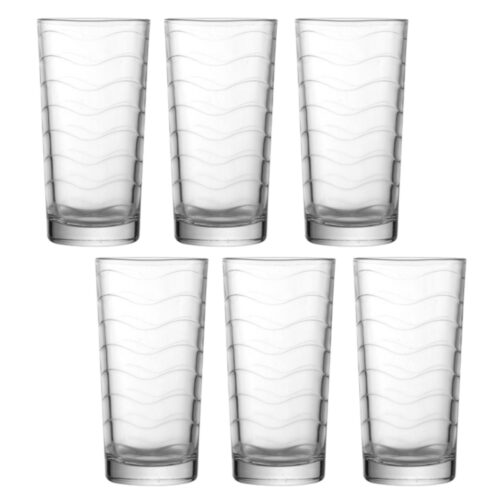 Set de 6 pahare Kyma, model Wave, pahar cu apă fără picior, sticlă rezistentă la căldură, 245 ml