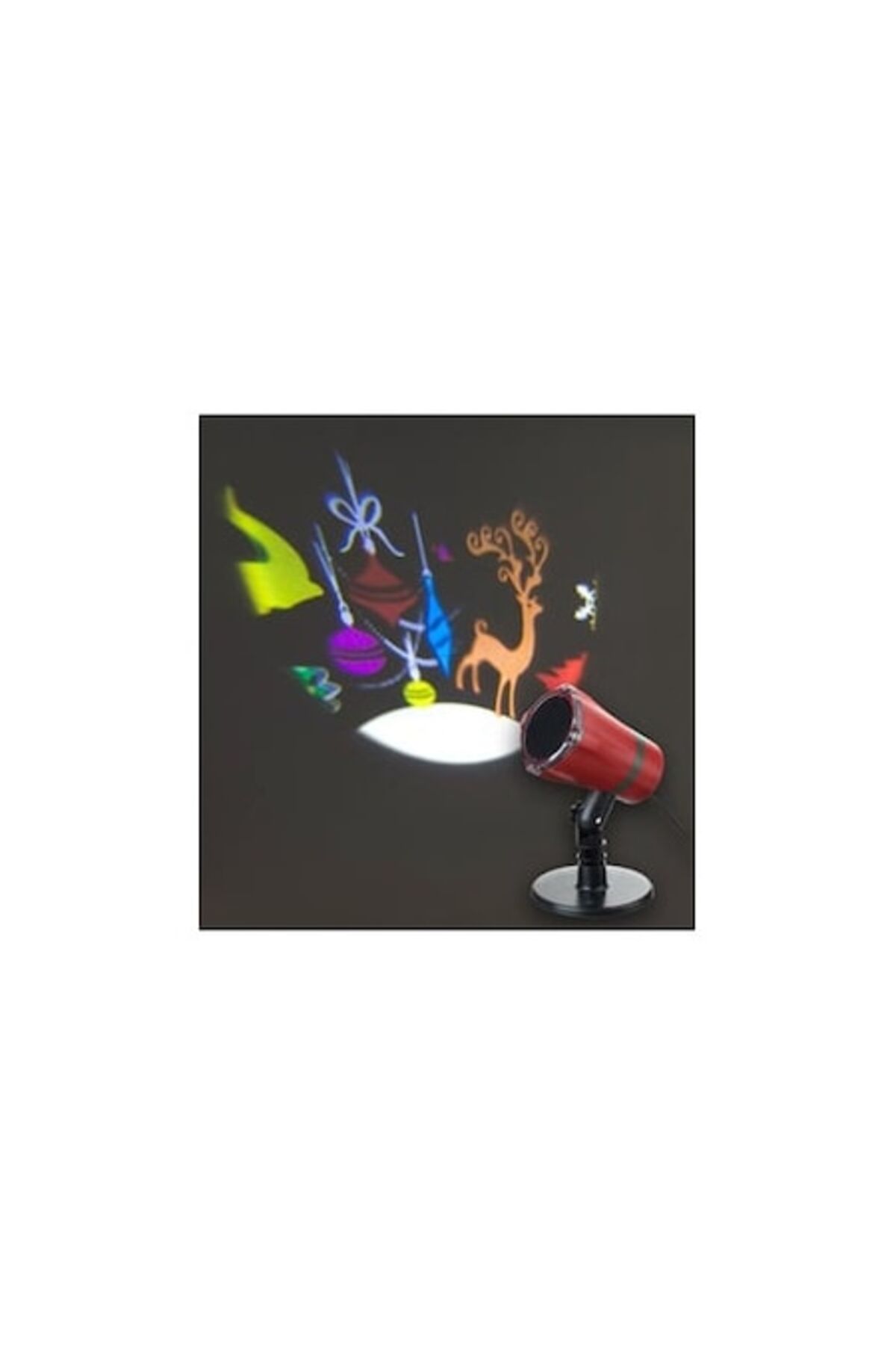 Proiector laser ritmic cu figurine de Crăciun, interior/exterior, alb, 10–15 m, transformator inclus
